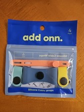 Add Onn Silicone Reusable Cable Wraps 4-Pack Multicolor Brand New In Package picture