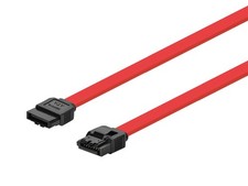 Monoprice SATA 6Gbps Straight Connector Cable w/ Locking Latch 18in Red 10 Pack picture