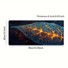 1 Extra-Large Gaming Mouse Pad with Glowing Fantasy Leaf Vein Design, Non-Slip picture
