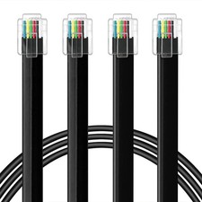2 Pack 6ft RJ12 6P6C Telephone Data Cable Black 100% Copper Straight Through picture