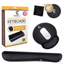 4pc Wrist Rests for Keyboard and Mouse Pad Set - Memory Foam Large, Black  picture