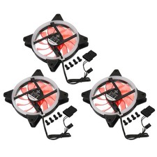 3Pcs RGB Computer Case Fan 600-1200RPM 120mm 3-4 Pin Red 15 LED 12V picture