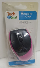 Tech & Go Computer Optical Mouse for PC MAC Pink Black Wired Ergonomic 6 Button picture