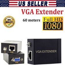 VGA Extender Over Ethernet Cable RJ45 To VGA Signal Extender 60M Transmitter US picture