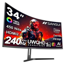 SANSUI 34 Inch Curved Monitor 240Hz UWQHD 3440×1440 Gaming Monitor picture