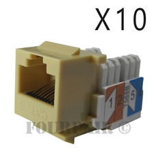 10x Pack Lot CAT6 Network RJ45 Port 110 Punch Down Keystone Snap-In Jack Ivory picture