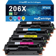 HP 206X 206A Toner 4 Pack High Yield With Chip For M255 M283 Printers picture