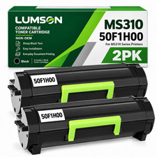 MS310 50F1H00 Toner 2-Pack High Yield Compatible For Lexmark MS312 MS315 50F1H00 picture