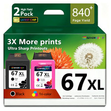 67XL Black and 67XL Tri-Color High-Yield Ink Cartridge 2 Pack picture