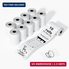 10 Rolls White Thermal Sticker Paper 53x28mm For Mini Pocket Bluetooth Printer picture