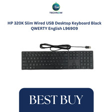 HP 320K Slim Wired USB Desktop Keyboard Black QWERTY English L96909 picture