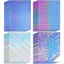 60 Sheets Printable Holographic Laminate Sheets Vinyl Sticker Paper Printable... picture