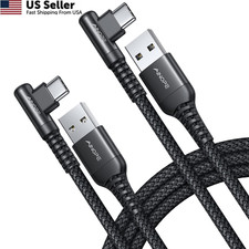 AINOPE USB C Cable Right Angle (2-Pack, 10ft+10ft) 3.1A Type 10FT+10FT, Black picture