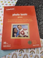 Staples Photo Basic GLOSS Paper 30 ct. 8.5 x 11 For Ink Jet Printer 471861 NEW picture