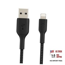 Belkin USB A to Lightning Braided Cable 3.3ft Fast iPhone Charger Black 3.3 ft picture