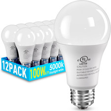 12 Pack LED Light Bulbs 100 Watt Equivalent, A19 5000K Daylight White picture
