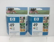 2 HP 49 Tri-Color Ink Cartridges 51649A Genuine  HP Ink New Old Stock picture