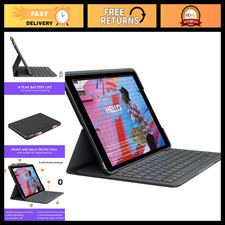 Slim Folio Keyboard Case for iPad 7th 8th 9th Gen - Lightweight, Graphite Color picture