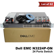 Lot of 2 Dell EMC N3224P-ON 24x1G 4x10G 2x100G PoE Switch HJ9HD 1050W GM1R7 picture