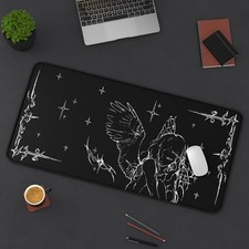 Cybersigilism Angel Stars Desk Mat, Mystical Futuristic Workspace Mouse Pad picture