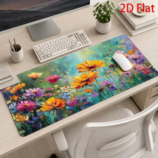 Floral Desk Mat Computer Flowers Mat Large Keyboard Mouse Pad Stitched Edges Gir picture