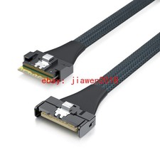 SlimSAS SFF-8654 to MCIO X8 SFF-TA-1016 Cable Mini Cool Edge IO Straight 85-ohm picture