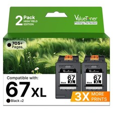 67XL Black Ink Cartridge for HP 67XL 2-Pack picture