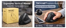 TeckNet TK-MS007 Ergonomic Vertical Wireless Optical Mouse 6-Button Black picture