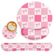 Britimes Ergonomic Mouse Pad Set with Wrist Rest, Pink Bow picture