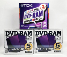 TDK DVD-RAM 4.7GB 15 Discs 5-Pack Sets Non-Cartridge COLOR MIX New Sealed Japan picture