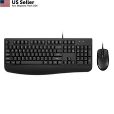 EDJO Wired Keyboard and Mouse Combo,Ergonomic with Palm Rest,Full Size Black picture