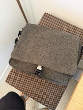 PRADA Men's Gray Wool Diagonal Shoulder Messenger Bag Square Body picture