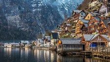 Landscape bad goisern hallstatt austria town market Custom Gaming Mat Desk picture