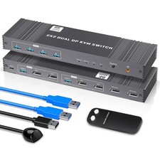 8K KVM Switch 2 Monitors 2 Computers Displayport, DP+DP 4K@120Hz USB3.0 Dual Mon picture