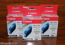 LOT OF 3 Genuine Canon (BCI-3PC) Photo Cyan Ink Cartridge (F47-2211-400) **NEW** picture