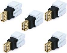 5x USB 2.0 A Female/F Snap-in Coupler Jack Insert for Keystone Wall Plate picture