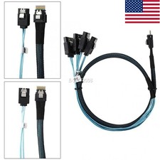 Slim Line SAS4.0 SFF-8654 38pin Host to 4-SATA 7Pin Target HDD Fanout Raid Cable picture