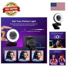 N680E Pro 4K Webcam with Ring Light & Dual Mics - Perfect for Streaming picture