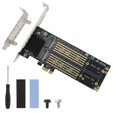 Dual M.2 NVMe to PCIe Adapter with Heat Sink - M-Key BM Key 2230/2242/2260/22... picture