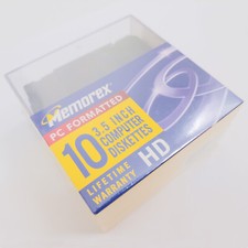 Memorex Floppy Disks 3.5 Inch 10-Pack Computer Diskettes Black NEW SEALED BOX picture