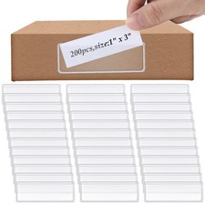 200 Pcs Label Holder Self Adhesive Clear Pocket Bulk 3x2 Inch picture