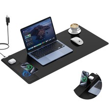 Wireless Charging Mouse Pad with Foldable Phone Holder, 31.5