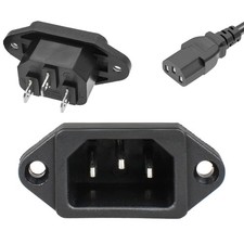 QTEATAK 3 Pack Screw Mount 3 Pins Inlet Power Plug Socket IEC320 C14 AC 250V 10A picture