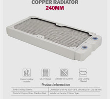 Dracaena.io 240mm Copper Water Cooling Radiator, 29mm, 2 G1/4 Ports, White picture