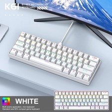 GK61 Mechanical Gaming RGB LED Keyboard - White, Gaetron Optical Red Switches picture
