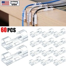 60x Self Adhesive Cable Management Clips,Organizers Sticky Wire Clips Cord Holde picture