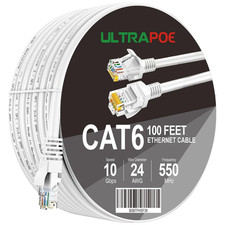 Ultra Poe Cat6 Ethernet Cable 100 Ft 10Gbps LAN Network, Gold Plated RJ45 picture