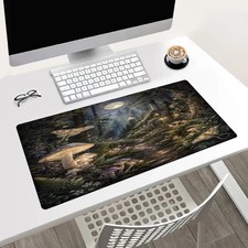 Enchanted Mushroom Forest Mouse Pad 24x14in Large Desk Mat Fantasy Woodland picture