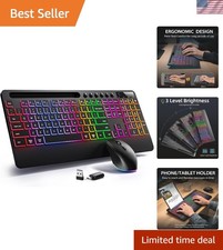 Dynamic RGB Wireless Keyboard and Mouse Combo for Windows/Mac with Wrist Support picture