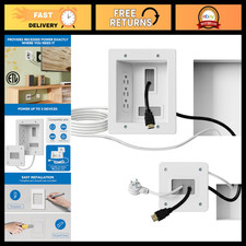 In-Wall TV Cable Concealer Kit - Recessed Power Outlet, 9ft Cord, Hand Saw, Easy picture